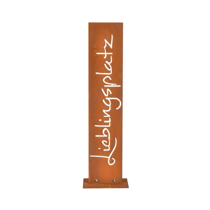 Corten Steel Garden Sign – Rustic Patina, Base Plate