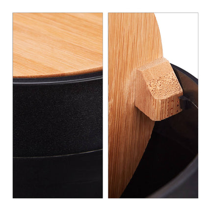 Cosmetic basket with swivel lid in bamboo