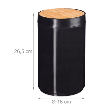 Cosmetic basket with swivel lid in bamboo