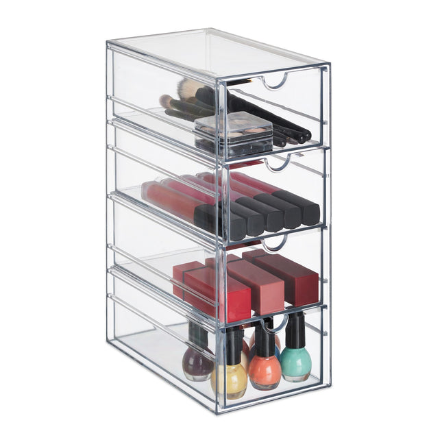 Cosmetics Organizer with 4 Drawers – Clear Plastic Storage