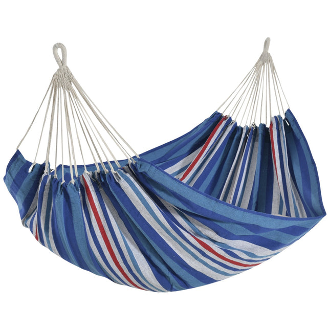 Hangmat 310 X 150 Cm Outdoor Hangmat Met Draagtas Draagvermogen Tot 180 Kg Draagbaar Ademend Katoen Blauw + Rood