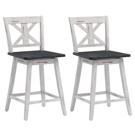 Counter Height Bar Stools Set of 2, 24-Inch Swivel, Wood Legs