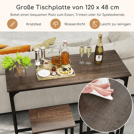 Counter-Height Dining Set with Table & 2 Stools, Industrial Style