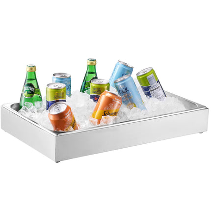 Countertop Condiment Server, Stainless Tray, Lid, 3 Ice Trays
