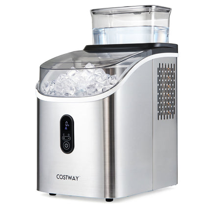 Countertop Ice Maker, 15kg/Day, 13-Min Square Cubes, Silver
