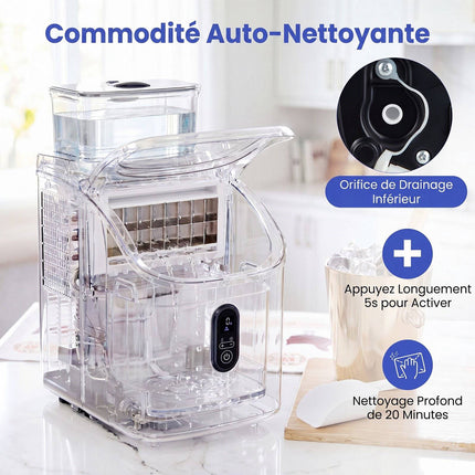 Countertop Ice Maker, 15kg/Day, 13-Min Square Cubes, Silver