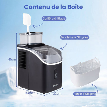 Countertop Ice Maker, 15kg/Day, 16 Cubes in 13 Min, Black