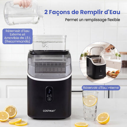 Countertop Ice Maker, 15kg/Day, 16 Cubes in 13 Min, Black