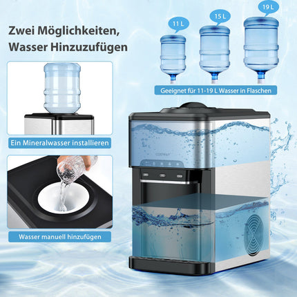 Countertop Water Dispenser, Hot Cold Ice Maker, Silver