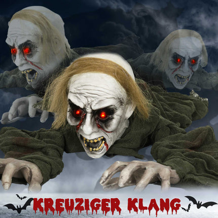 Crawling Zombie Halloween Decoration with Glowing Eyes