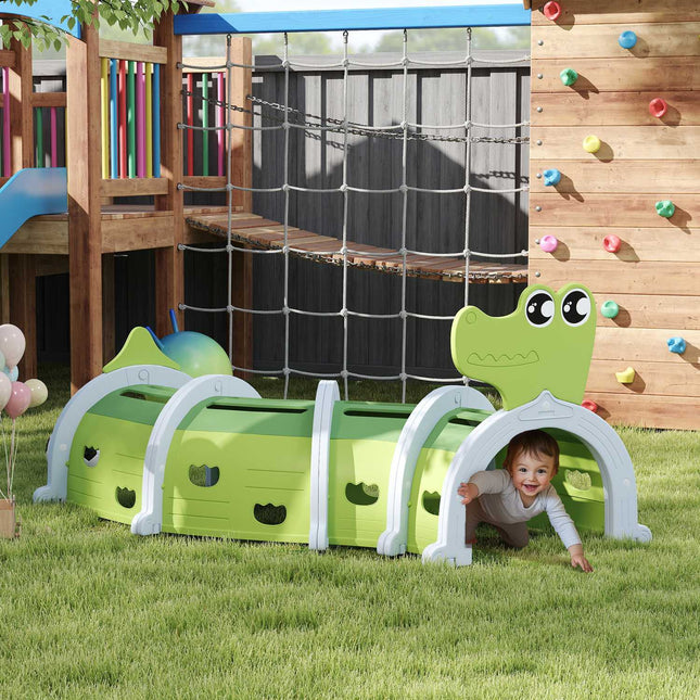 Kids Crawling Tunnel - Crocodile Design, 194 cm, indoor/outdoor use