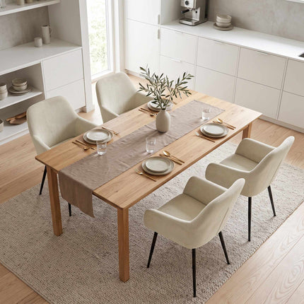 Cream Dining Chairs Set of 2, Padded with Metal Legs