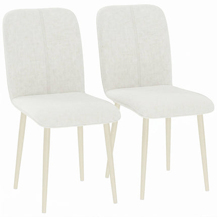 Cream Linen-Style Dining Chairs, Set of 2, Padded, Lightweight