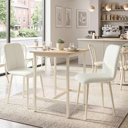 Cream Linen-Style Dining Chairs, Set of 2, Padded, Lightweight