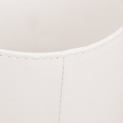 Cream White Wooden basket Artificial leather