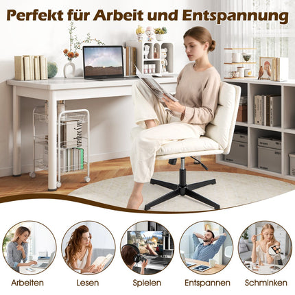 Cross-Legged Office Chair, Adjustable Height, White