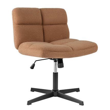 Cross-Legged Office Chair, Wide Seat, Brown, Adjustable