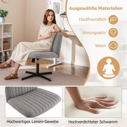 Cross-legged chair without armrests swivel chair with wide seat desk chair gray