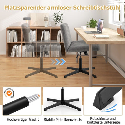 Cross-legged chair without armrests swivel chair with wide seat desk chair gray