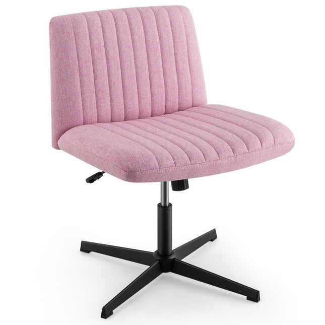 Cross-legged chair without armrests swivel chair with wide seat desk chair pink