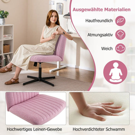 Cross-legged chair without armrests swivel chair with wide seat desk chair pink