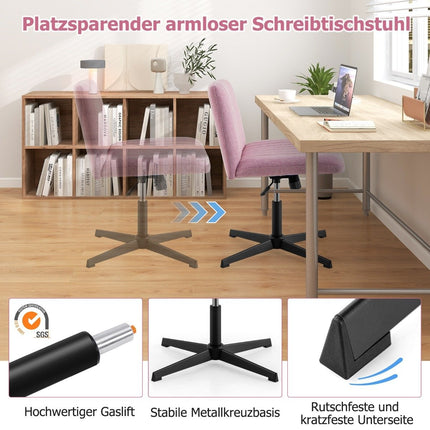 Cross-legged chair without armrests swivel chair with wide seat desk chair pink
