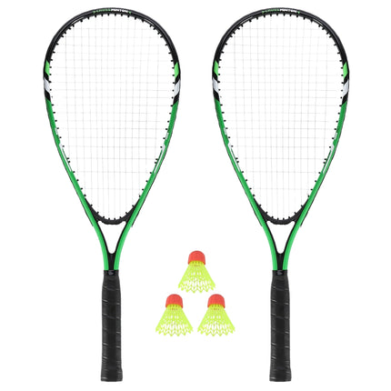 Crossminton Set with 2 Rackets, Shuttlecocks, Green Cover