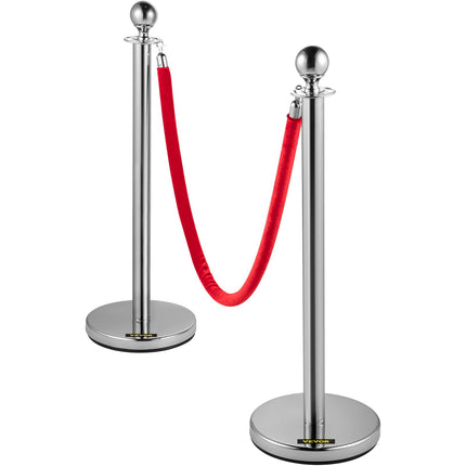 Crowd Control Stanchion Set, 4-Pack, 1.5 m Red Rope