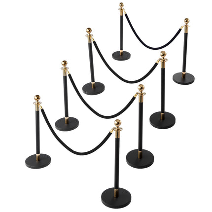 Crowd Control Stanchion Set, 8 Posts, 6 Velvet Ropes