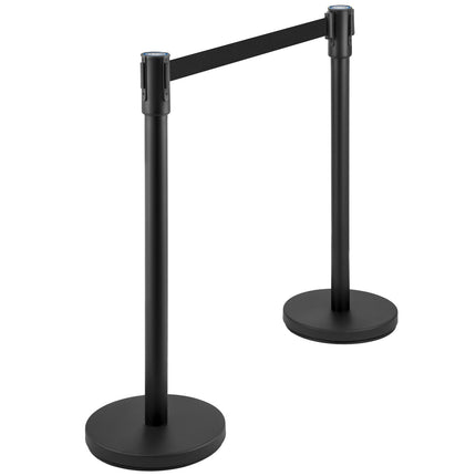 Crowd Control Stanchions Set of 4, 6.6 Ft Black Belt