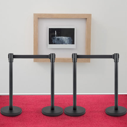 Crowd Control Stanchions Set of 4, 6.6 Ft Black Belt