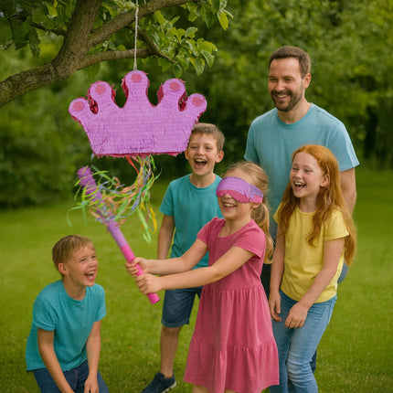 Crown Piñata Set with Stick and Eye Mask