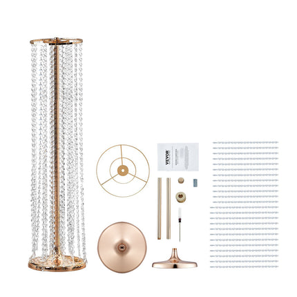 Crystal Wedding Flower Stand Set, 90cm Gold Metal, 2pcs