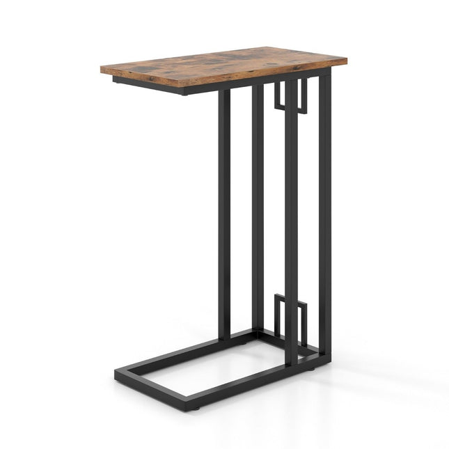 C-shaped side table compact sofa table for small spaces coffee table with metal frame 48 x 26 x 66 cm