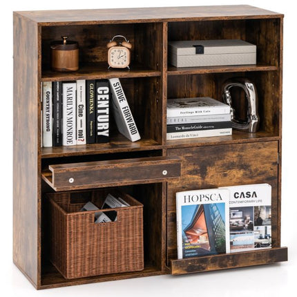 Cube Storage Bookcase 90cm, Adjustable, 2 Pull Out Shelves
