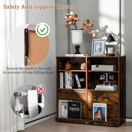 Cube Storage Bookcase 90cm, Adjustable, 2 Pull Out Shelves