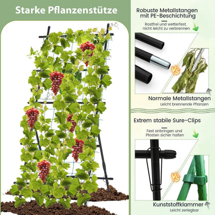 Cucumber Trellis with Net, 187 cm Tall, PE-Coated Metal