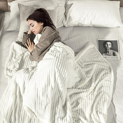 Fluffy fleece sofa Bed blanket, cream, 203 x 152 cm