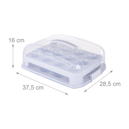 Cupcake Storage Box with Handle – Holds 24 Muffins