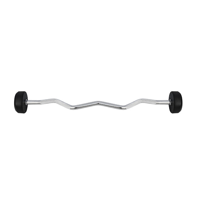 Curled Rubber Coated Barbell – 15 kg