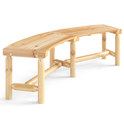 Curved Outdoor Wooden Bench for 2-3 People, 170 cm