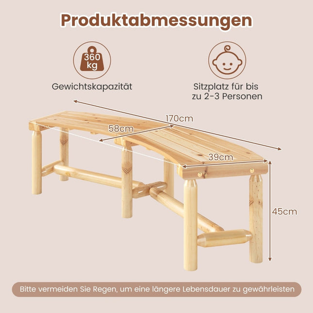 Ławka ogrodowa drewniana gięta dla 2-3 osób, 170 cm