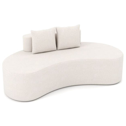 Curved Sofa, 3-Seater with 2 Pillows, Beige