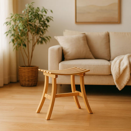 Curved bamboo stool