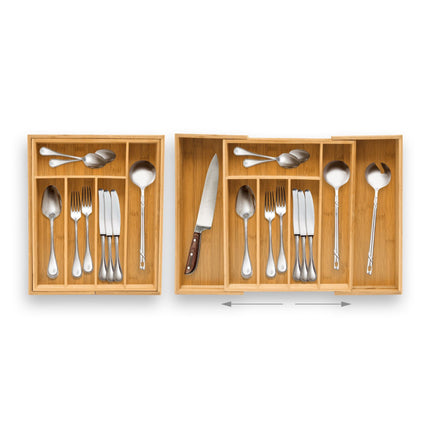Cutlery box bamboo 48 cm extendable