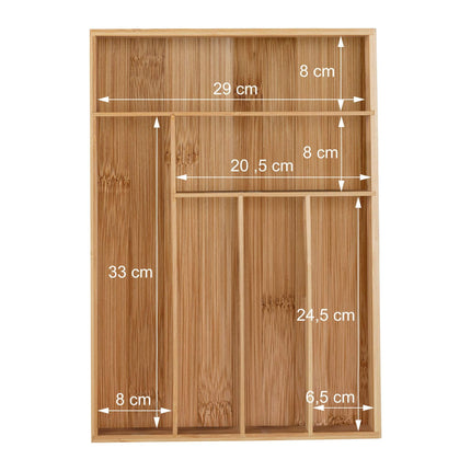 Cutlery box bamboo 6 compartments