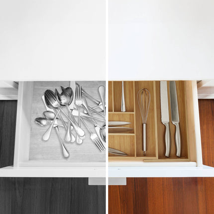 Cutlery box bamboo extendable