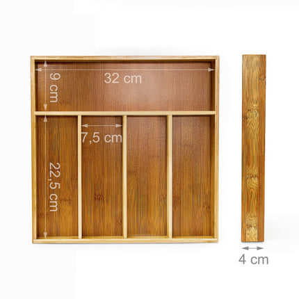 Cutlery box in bamboo