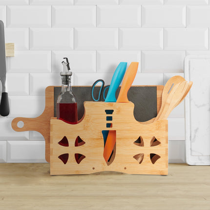 Cutlery holder with board holder