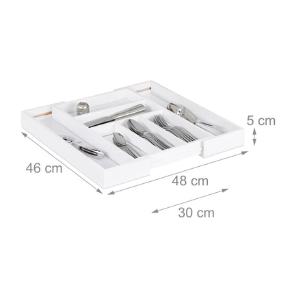 Cutlery tray bamboo white